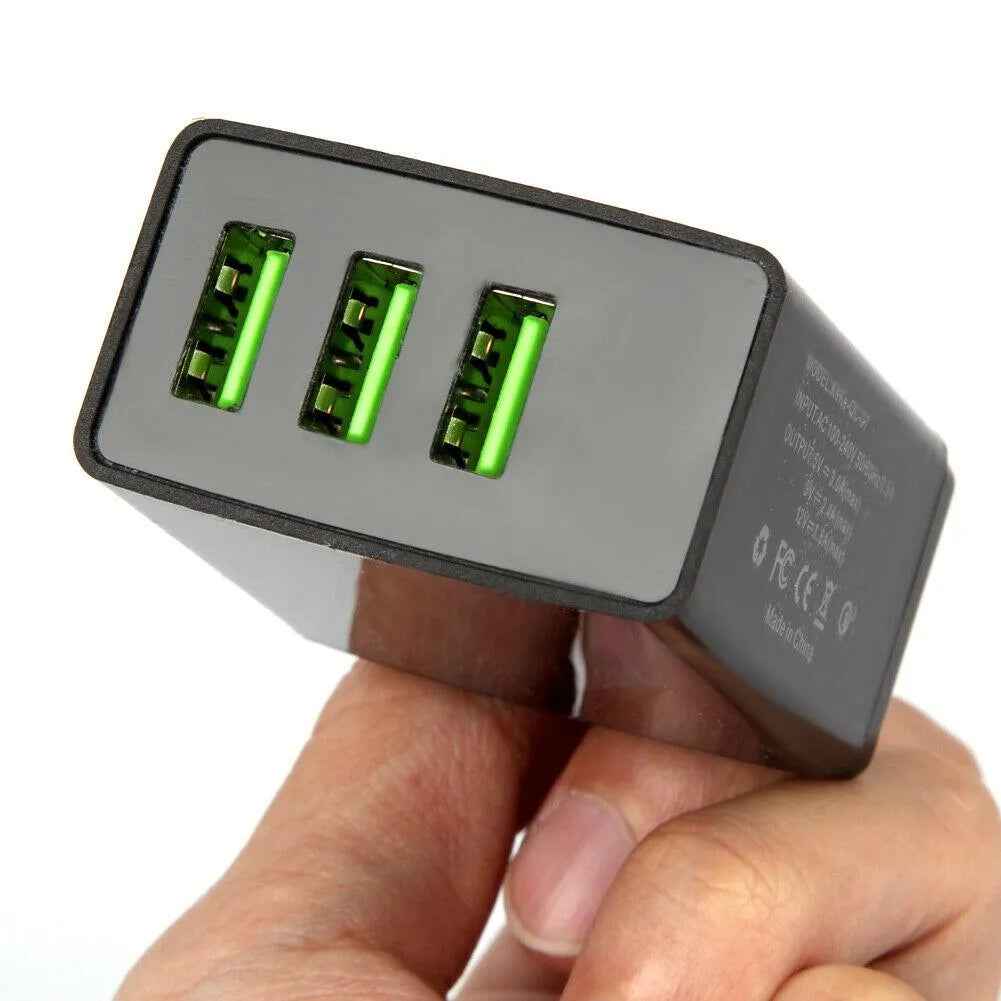2 Pack! 3 Port LED Fast Quick Charge QC 3.0 USB Hub Display Wall Charger Adapter US Plug