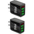 3-Port USB Quick Wall Charger with LED Voltage Display - Safe & Fast Charging