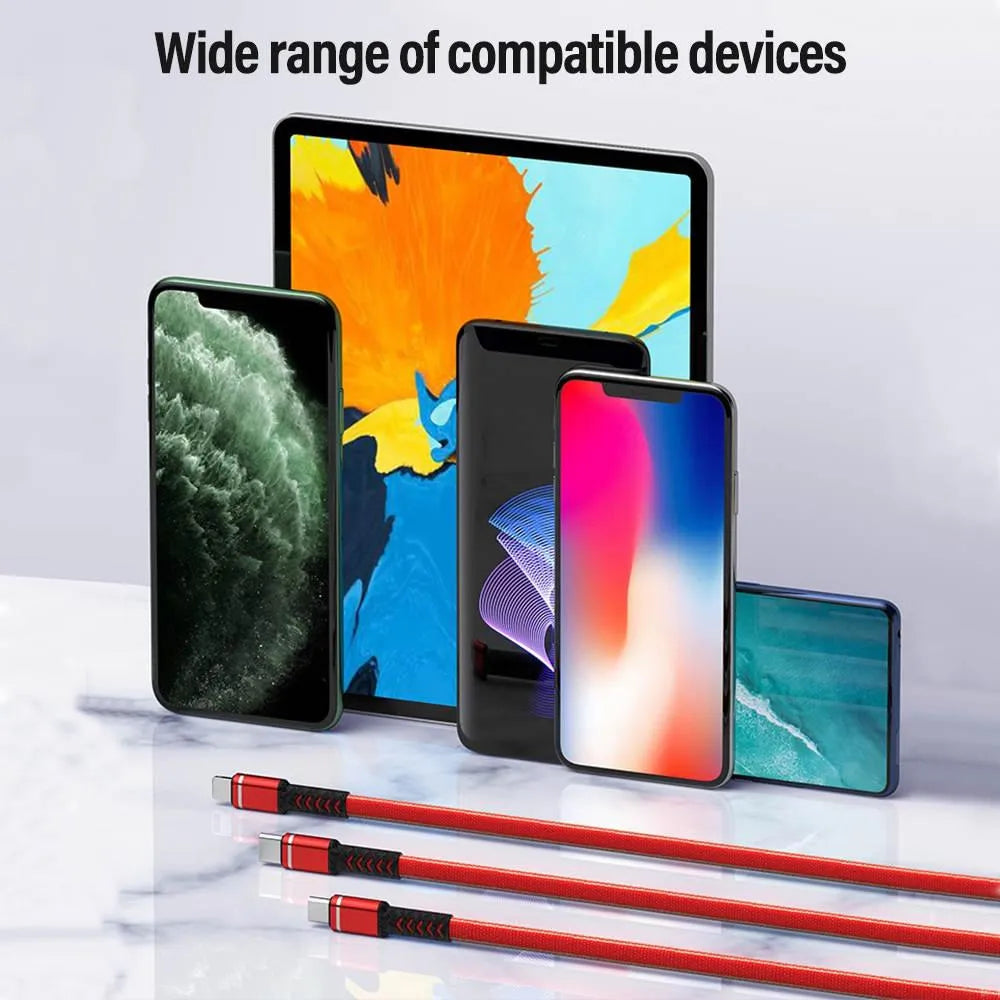 3 port LED Display Wall Charger  and 3 in 1 Cable Bundle Silver