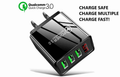 3 Port LED Fast Quick Charge QC 3.0 USB Hub Display Wall Charger Adapter US Plug