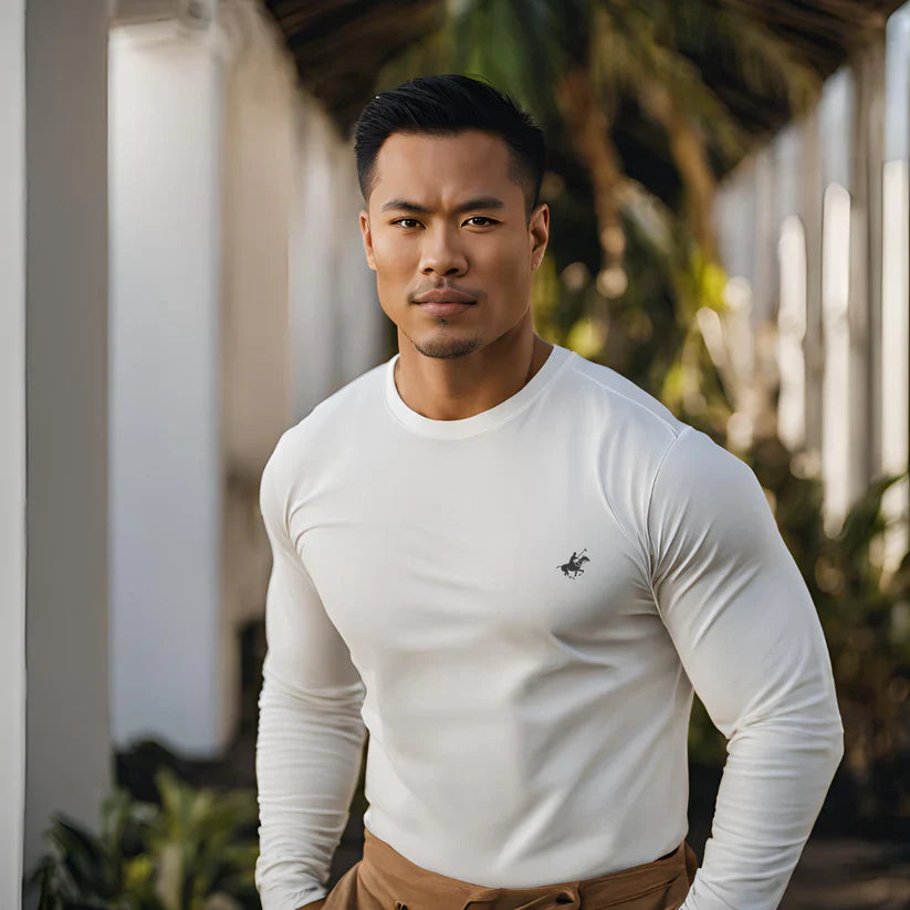 Mens Long Sleeve Shirt w Horse Emblem  6/12 Pack 100% Cotton 10+ Colors Assorted