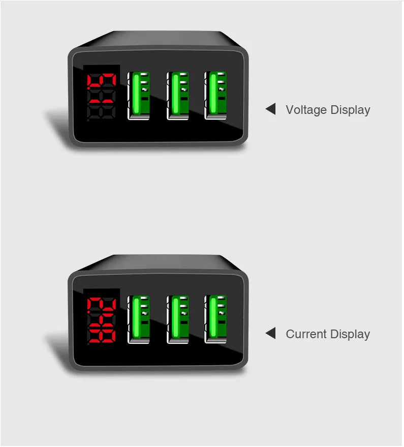 PBG 3 port LED Display Wall Charger and 3 in 1 Cable Bundle Black
